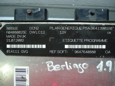 Centralita   CITROEN BERLINGO R04080025E 9647640880 9641390180