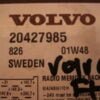 Respaldo de memoria de radio VOLVO 207427985 01W48