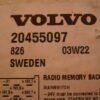RESPALDO DE MEMORIA DE RADIO VOLVO 20455097 03W22