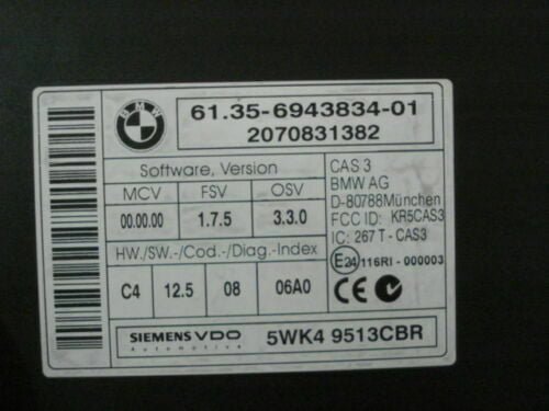 Centralita BMW 5er E60 E61 6135694383401 6135-6943834-01 5WK49513CBR
