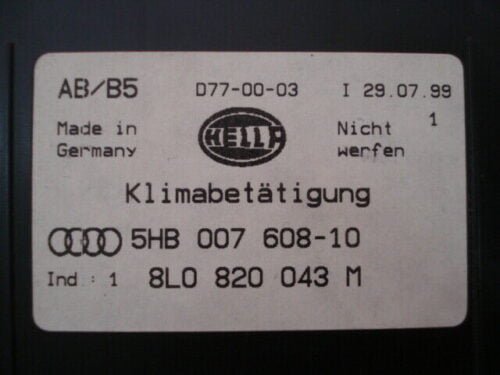 A/C System Clima panel de control Audi 8L0820043M 8LO820043M 5HB00760810