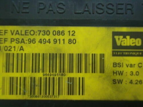BSI Caja de fusibles Citroen Xsara CN3 9649491180 96 494 911 80 VALEO 73008612