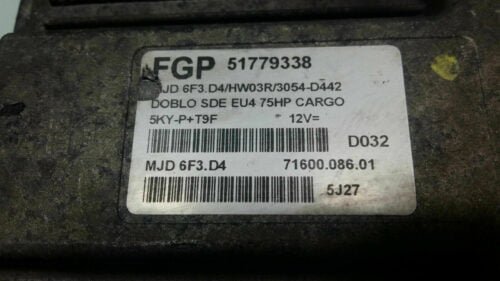 Centralita del motor / Fiat Doblo FGP 51779338 7160008601 MJD6F3D4