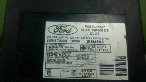 _57 Controlador Confort Ford Focus 98AG15K600DB 5WK47230B 5WK4 7230B
