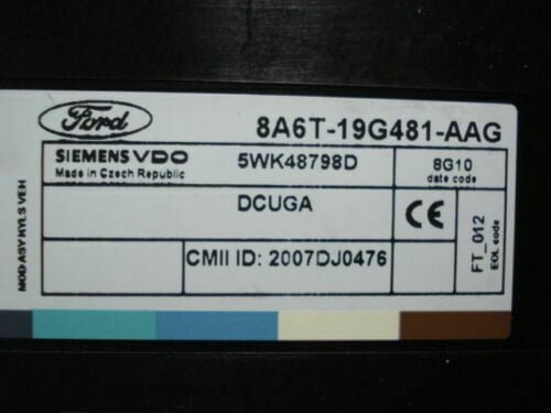 Unidad de control Ford Fiesta 8A6T19G481AAG 8A6T-19G481-AAG VDO 5WK48798D