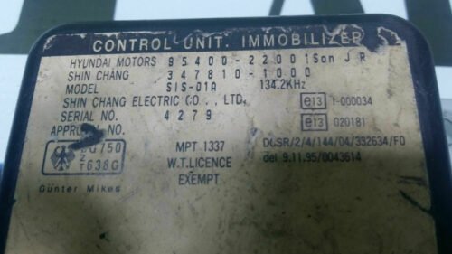 Control de la unidad de inmovilizador Hyundai 95400-22001 9540022001 3478101000