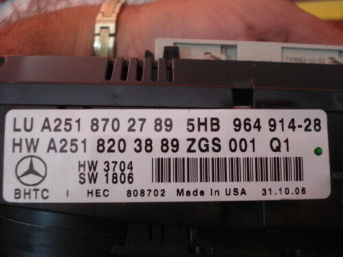 Clima panel de control MERCEDES ML R CLASS A2518702789 A2518203889 5HB96491428
