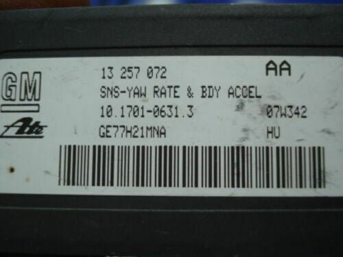 Sensor de guiñada ESP / Opel Zafira Astra 13257072 AA 13257072AA 10170106313