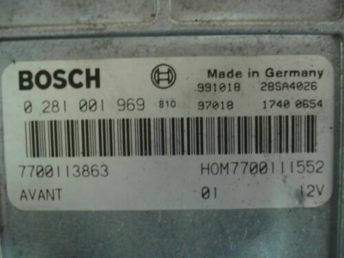 Centralita del motor Renault Megane 7700113863 HOM 7700111552 0281001969