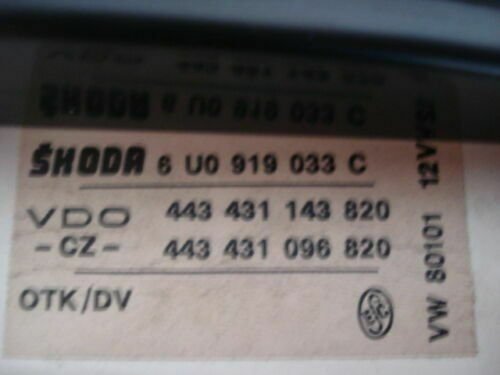 Cuadro de instrumentos VW Skoda 6U0919033C VDO 443431143820 443431096820