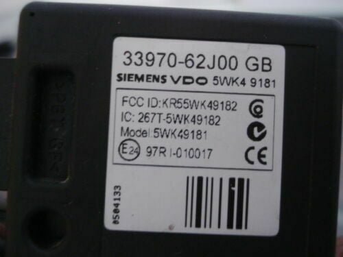 Unidad de control del inmovilizador SUZUKI 3397062J00 33970-62J00 VDO 5WK49181