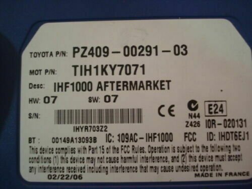 Bluetooth Voice Control teléfono / Toyota PZ409-00291-03 PZ4090029103 TIH1KY7071
