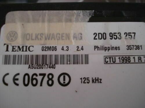 Control de la unidad de alarma inmovilizador VW LT 2D0953257 TEMIC 02M06 357381