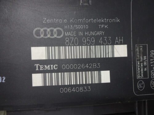 Controlador Confort Audi A2 8Z 8Z0959433AH H12/S0010 TEMIC 00002642B3