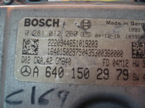 Centralita del motor  MERCEDES  W169  CDI A6401502979 0281012260