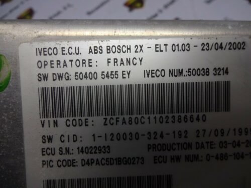Centralita ABS IVECO EuroCargo 500383214 504005455 500383214 14022933