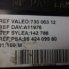 BSI Caja de fusibles Citroen Peugeot 9642409980 VALEO 73006312 730 063 12 A11976