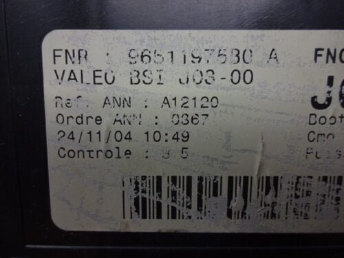 BSI Citroen Peugeot 9651196880 9651196880A 9651197580 9651197580A VALEO BSI J03-00
