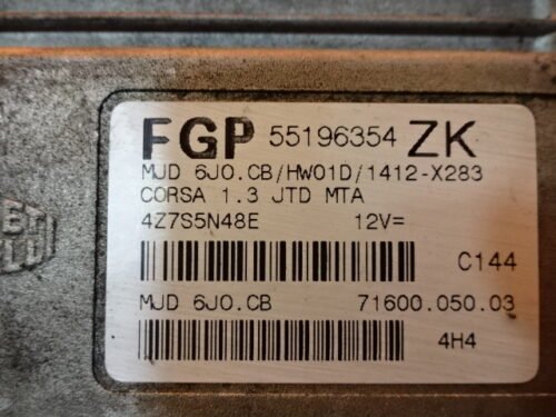 55196354ZK MJD6J0CB 7160005003 Centralita del motor Opel Corsa 55196354 ZK 55196354ZK MJD6J0CB 7160005003