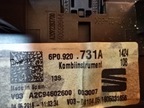 Cuadro de instrumentos  SEAT IBIZA  6P0920731A A2C94602600