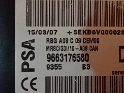 Airbag Centralita Peugeot 1007 9663176580 MRSC/G31/10-A08