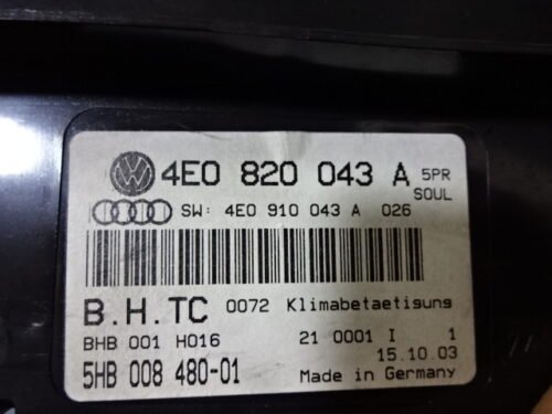 Clima panel de control  AUDI A8 4E0820043A 4EO820043A 4E0910043A