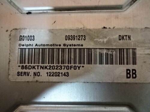 Centralita del motor Opel 09391273 DKTN 09391273DKTN 12202143 BB G01003