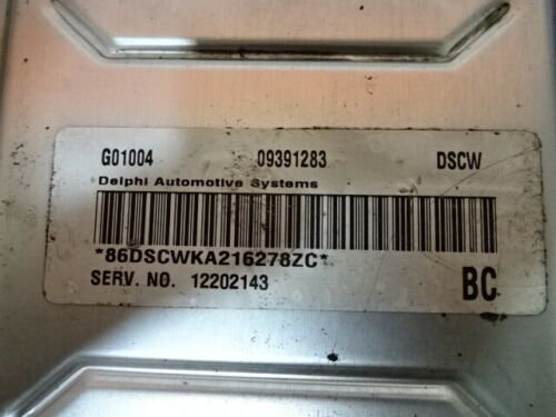 Centralita del motor Opel Astra 09391283 G01004 DSCW 12202143 09391283DSCW BC