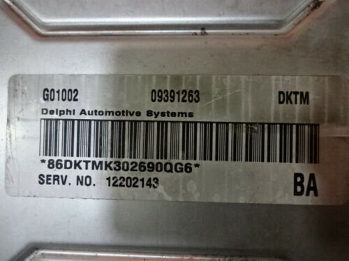 Centralita del motor Opel G01002 09391263DKTM 12202143 BA 09391263 DKTM