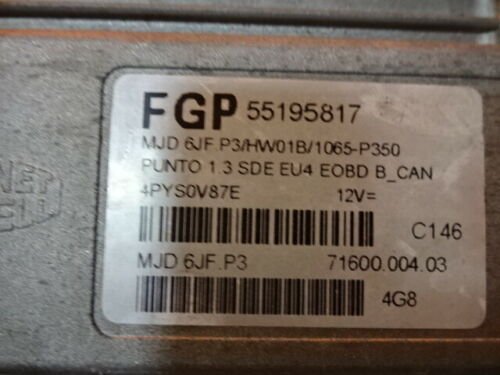 Centralita del motor Fiat Punto 1.3 55195817 7160000403 MJD6JFP3
