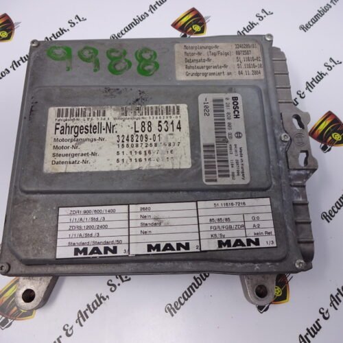 Centralita del motor MAN 0281020009 0 281 020 009 51116167216 51.11616.7216