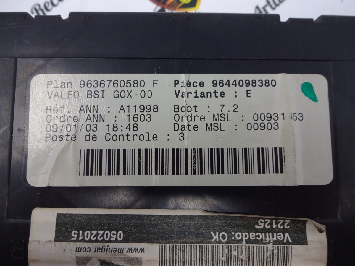 Boîtier à Fusibles Pour Peugeot 307 - Réf. 9636760580F / 9644098380 - Occasion