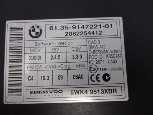 Unidad de control BMW 6135914722101 61.35-9147221-01 5WK49513XBR