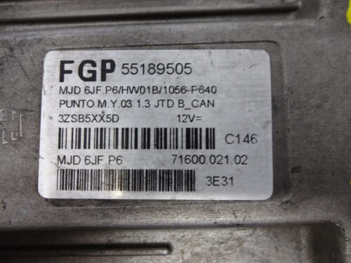 Centralita del motor FIAT Punto 55189505 7160002102 MJD6JFP6