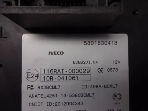 Caja de fusibles  IVECO 5801830418 BCMS20I.04 498A-BCML7