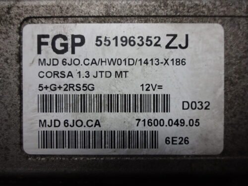 Centralita del motor  Opel Corsa C 55196352ZJ 55196352 ZJ MJD6JOCA MJD 6JO.CA