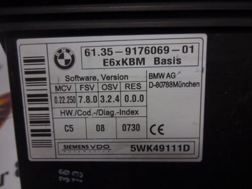 Unidad de control BMW 6135917606901 61.35-9176069-01 5WK49111D