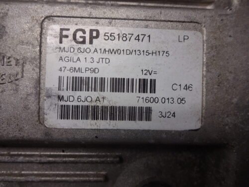 Centralita del motor  Opel Agila 55187471 MJD6J0A1 7160001305