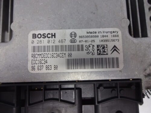 Centralita del motor  Peugeot CITROEN 0281012467 9663786380 EDC16C34