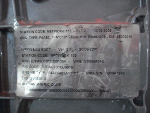 Centralita del motor IVECO EUROCARGO TECTOR 0281010253 4898111 0 281 010 253