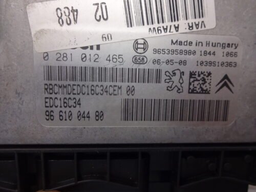 Centralita del motor Peugeot Citroen 0281012465 9661004480