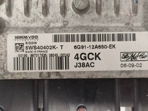 Centralita del motor FORD S-MAX 6G91-12A650-EK 6G9112A650EK 5WS40402K-T 5WS40402KT