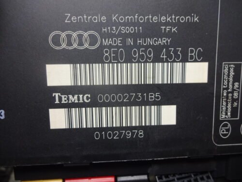 8E0959433BC 8EO959433BC TEMIC 00002731B5 Modulo Electrónico Confort Audi A4 8E0959433BC 8EO959433BC TEMIC 00002731B5