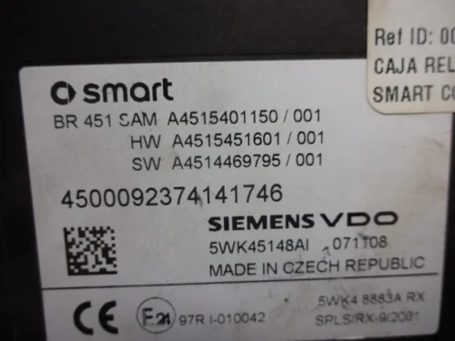 Caja de fusibles Smart A4519007001 A4519017100 A4519026300 5WK49737AH 5WK48883A