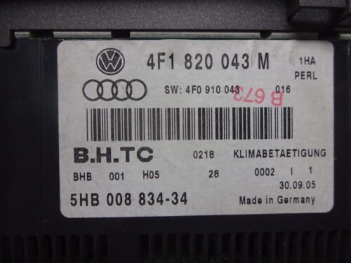 A/C System Clima panel de control  AUDI A6 S6 C6 4F  4F1820043M 4F1 820 043 M 5HB008834-34