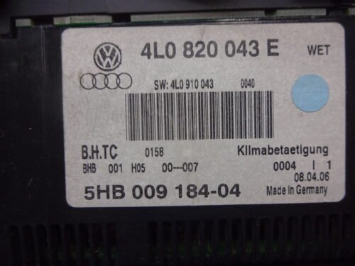 A/C System  Clima panel de control  AUDI Q7 4L 4L0820043E 4LO820043E 5HB009184-04