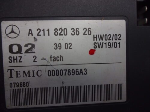 Unidad de control calefacción de asiento Mercedes  A2118203626 00007896A3 Q2