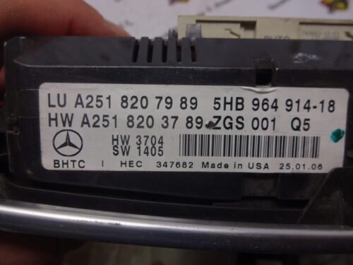 A/C System / Clima panel de control  Mercedes-Benz Clase R W251 A2518207989 A2518203789 5HB964914-18