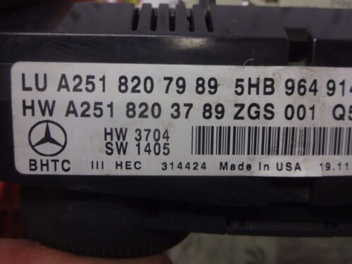A/C System / Clima panel de control Mercedes-Benz Clase R W251 A2518207989 A2518203789 5HB964914-18