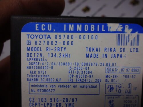 Control Unit ECU IMMOBILIZER TOYOTA 8978060160 89780-60160 627862-000